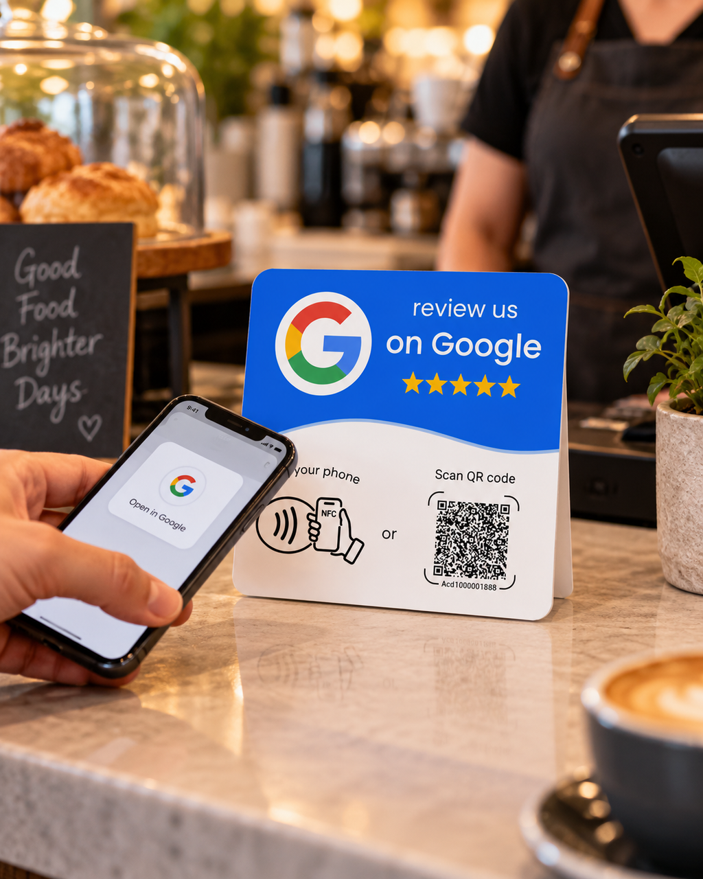 Placa NFC + QR para Reseñas de Google | Consigue Más Opiniones de tus Clientes