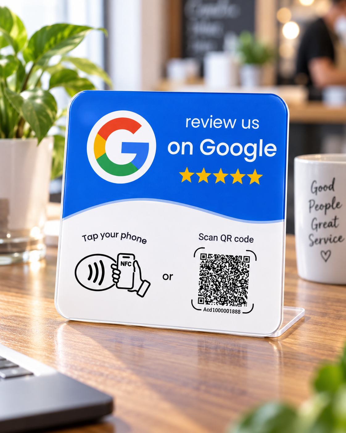 Placa NFC + QR para Reseñas de Google | Consigue Más Opiniones de tus Clientes